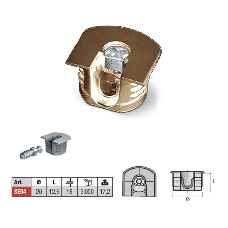Эксцентрик межстенный SE04, D20, коричневый (вертик. монтаж)
