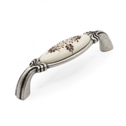 Ручка-скоба E8G, Старое серебро / молочный фарфор, 96/114 мм, Классика, Giusti, Италия, M68.01.G6.E8G
