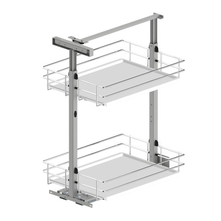 Корзина MAXIMA EVO Cargo mini нижн. 300, 2 полки, напр.полн.выдв. с доводчиком хром/белый, Rejs