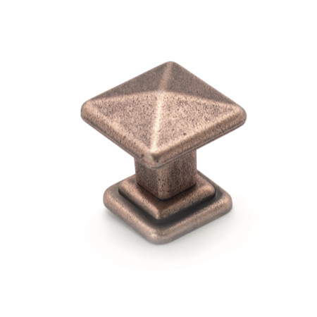 Ручка-кнопка Tower Square, Состаренная матовая медь, 32/35х35х29 мм, Классика, Metakor, Бельгия